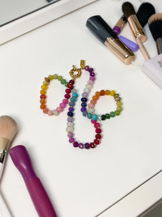 Fucci Minnulli Jewelry - Colorful 5mm Rainbow Beads with Gold Sailor Clasp by Fucci Minnulli  NWT